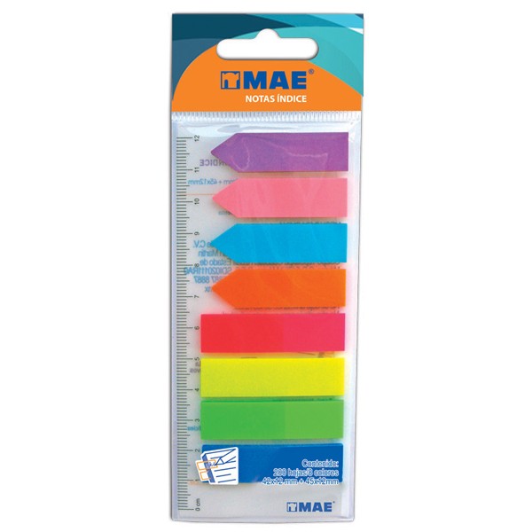 BANDERITAS ADH. 42-45X12MM MAE PAQ. C/200H COL.SURT(24)(288)