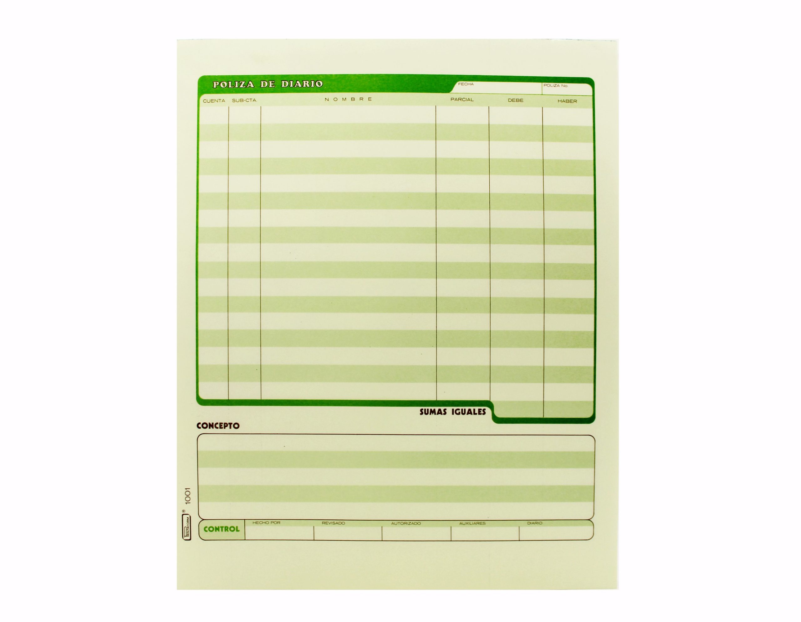 POLIZA DE DIARIO #1001 PRINTAFORM CTA. 50H.E. (3) C.(72)