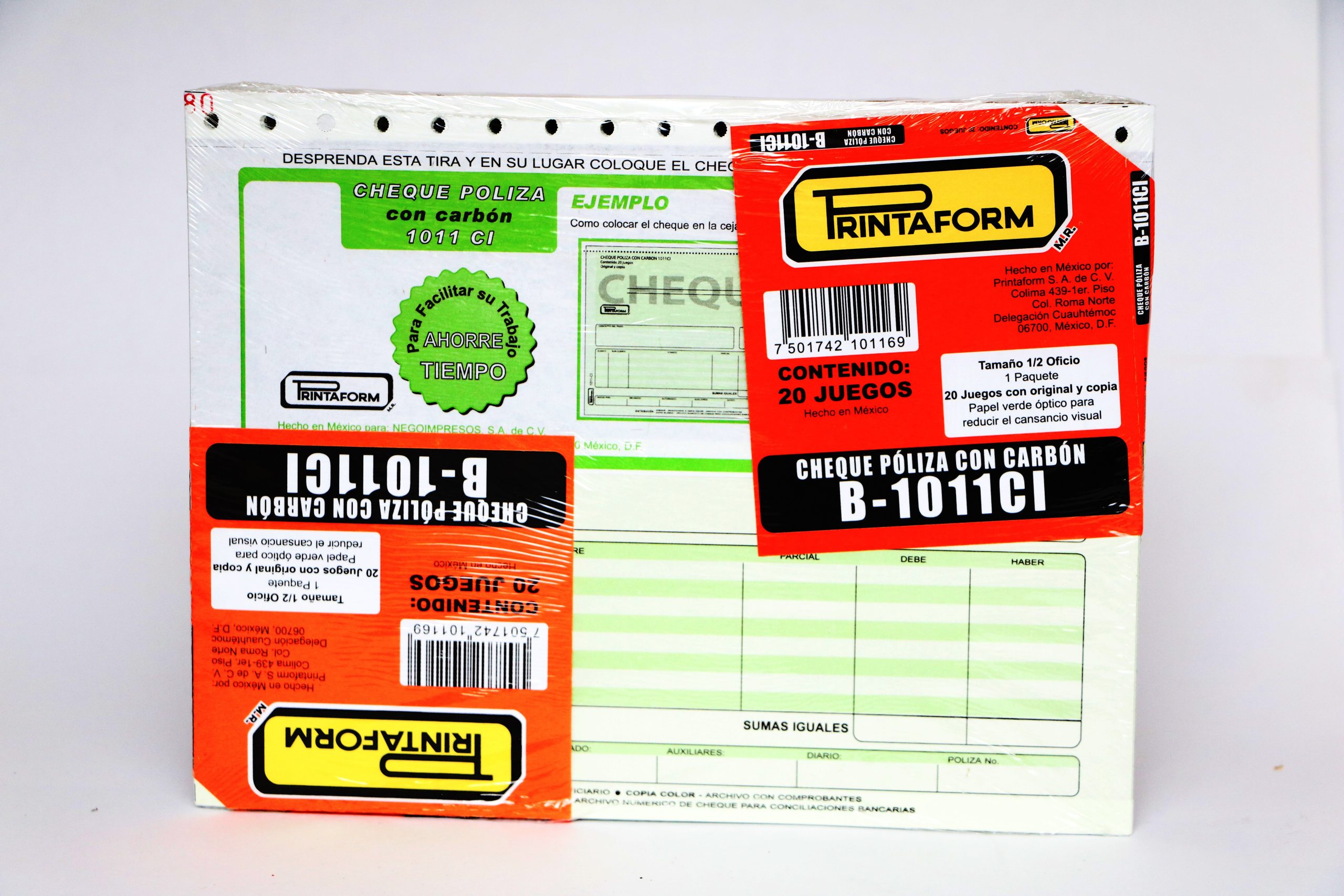 POLIZA DE CHEQUE #1011CI PRINTA.1/2 OFI. 20 JGO. C/CARB (50)