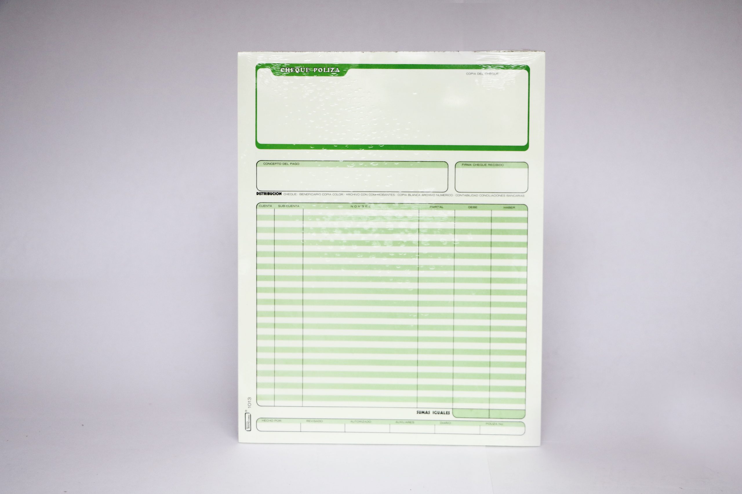 POLIZA DE CHEQUE #1013 PRINTAFORM CTA. 25 JGO. E.(3) C.(72)