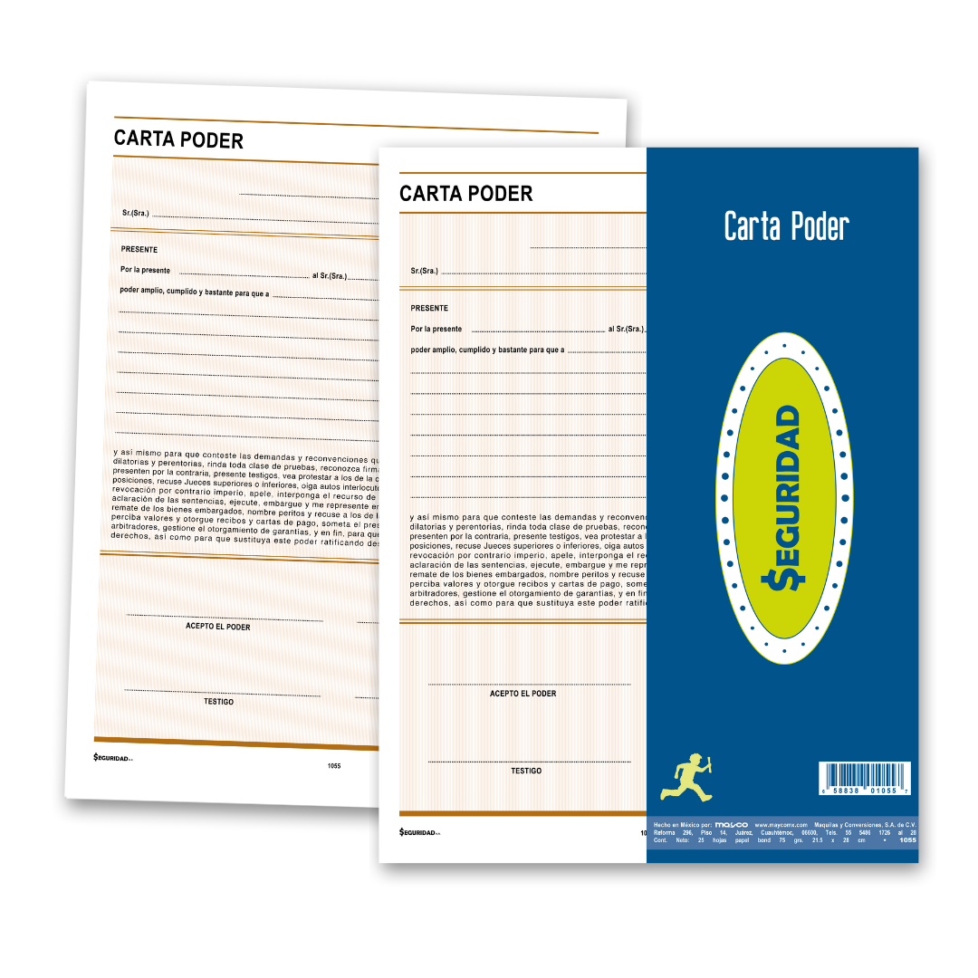 CARTA PODER #1055 SEGURIDAD 25H. E(5) C.(100)