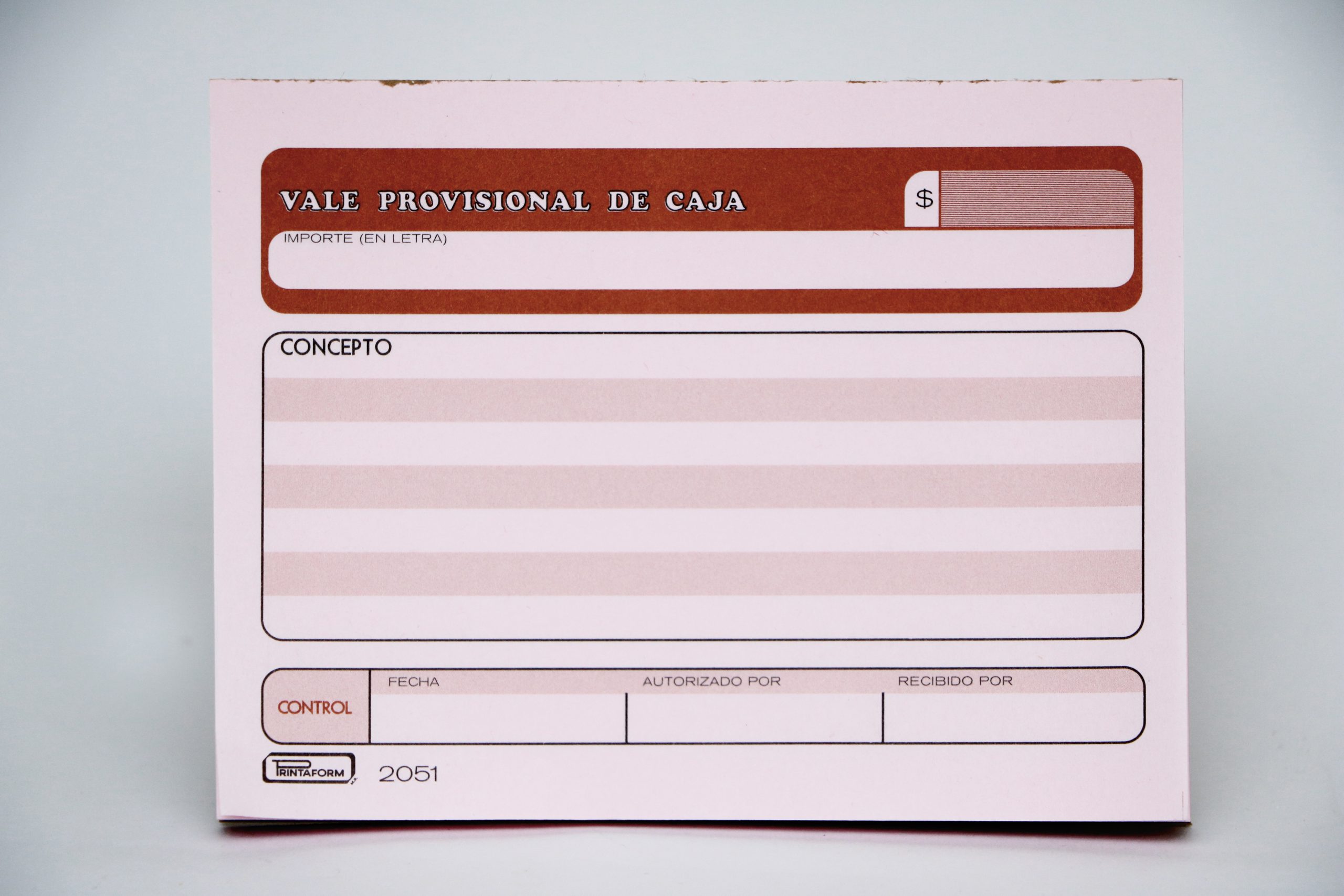 VALE PROVISIONAL DE CAJA #2051 PRINTA. 1/4 CTA. 50H.(3)(24)