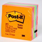 NOTAS ADH. 3X3" POST-IT 2072 CUBO 375H. NEON C.(18)