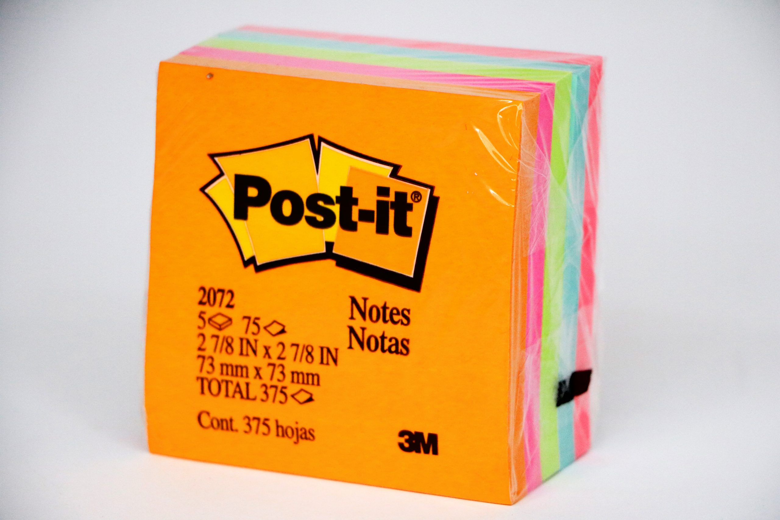 NOTAS ADH. 3X3" POST-IT 2072 CUBO 375H. NEON C.(18)
