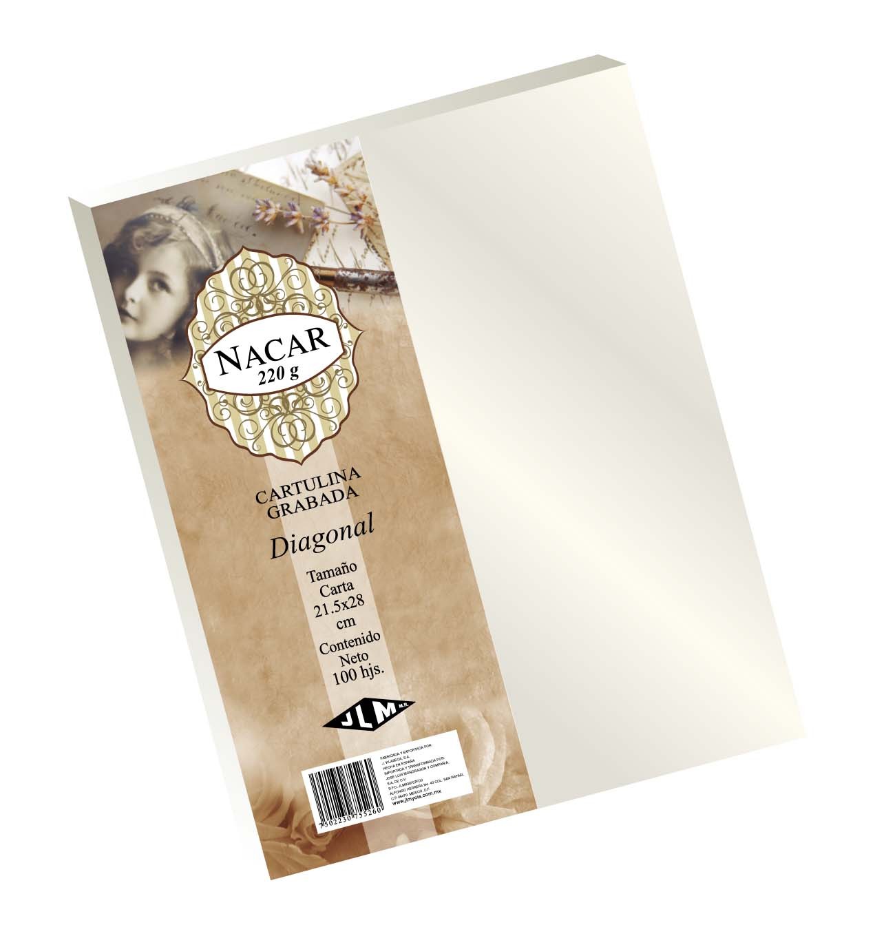 CARTULINA NACAR GRAB. CTA. 220G. 1C. DIAGONAL PAQ.C/100H.