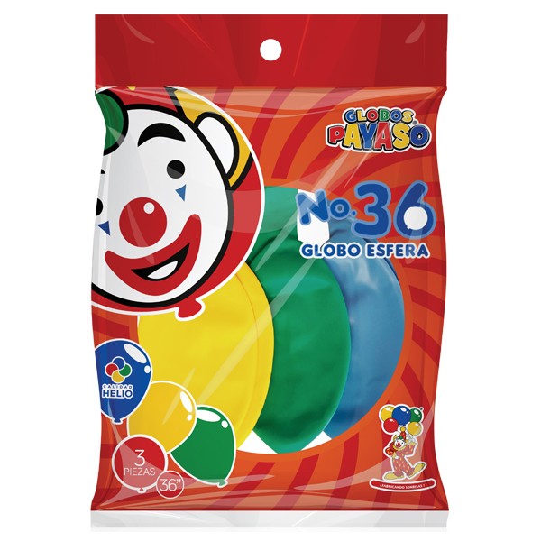 GLOBOS PAYASO #36 COL. SURT. BOL. C/3 C.(10)