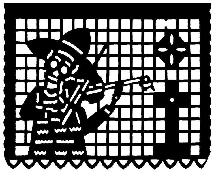 PAPEL CHINA PICADO 1/4 PLIEGO 33.5X24CM. NEGRO PAQ. C/50H.