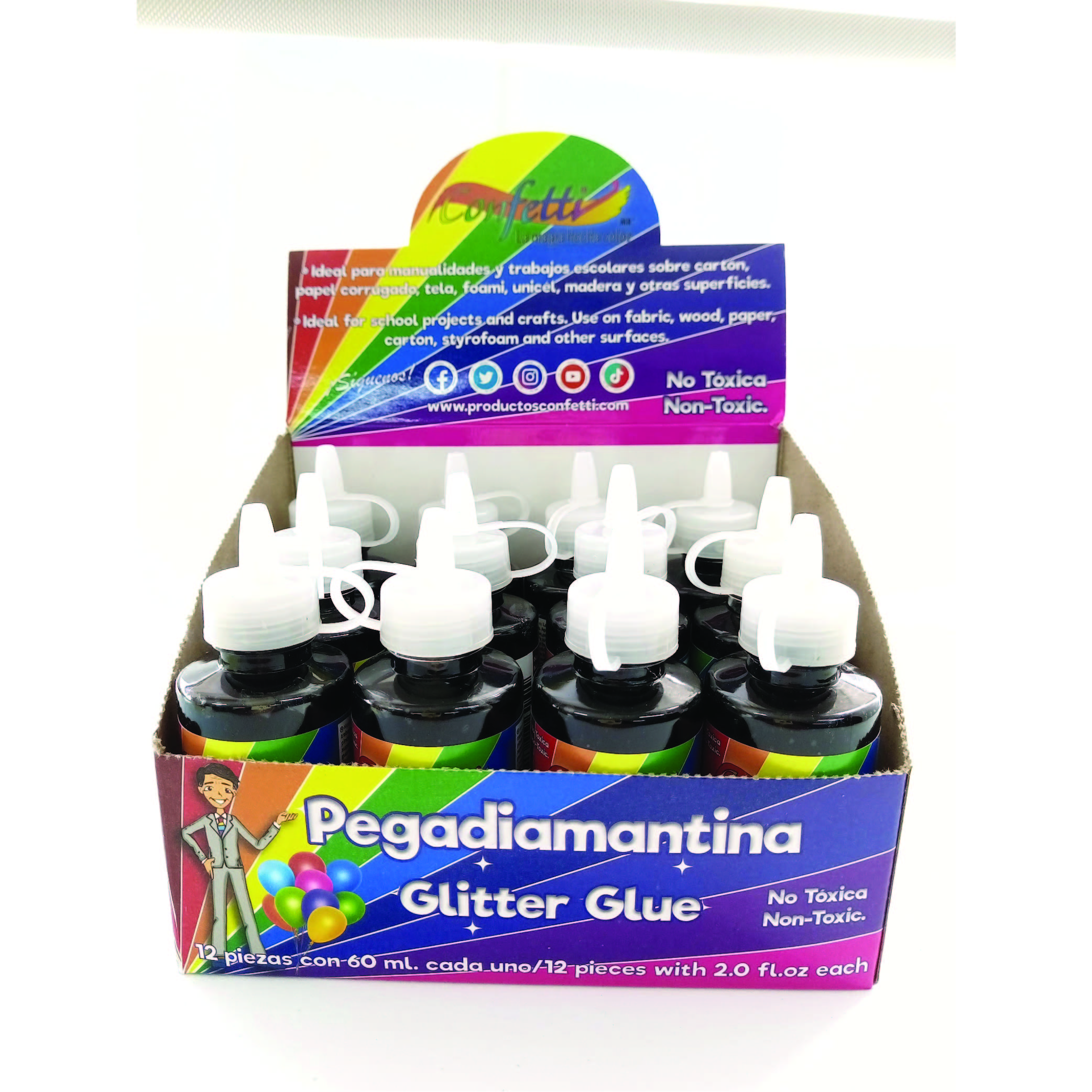 PEGAMENTO C/DIAM. 60ML. CONFETTI NEGRO E(12) C(288)