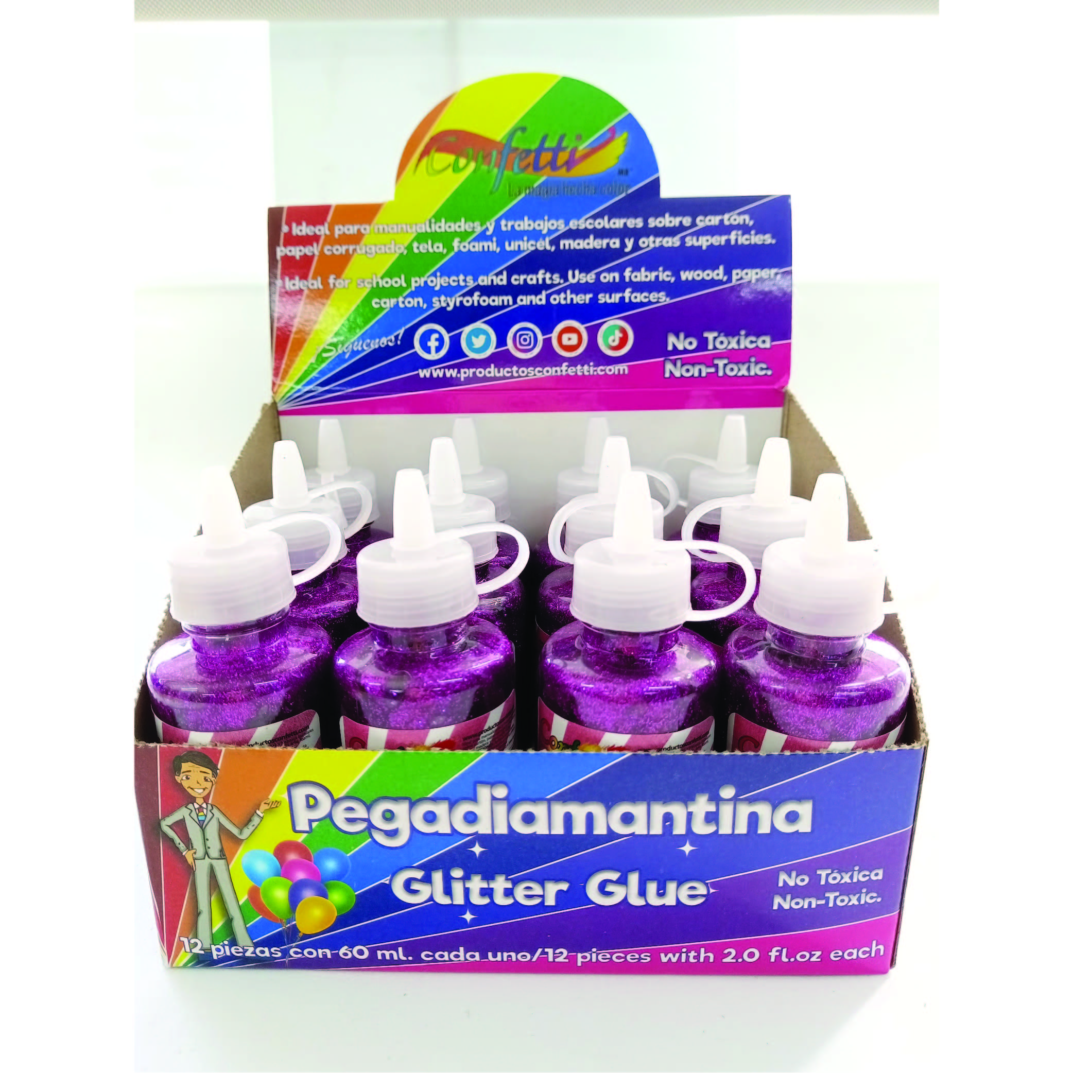 PEGAMENTO C/DIAM. 60ML. CONFETTI PURPURA E(12) C(288)