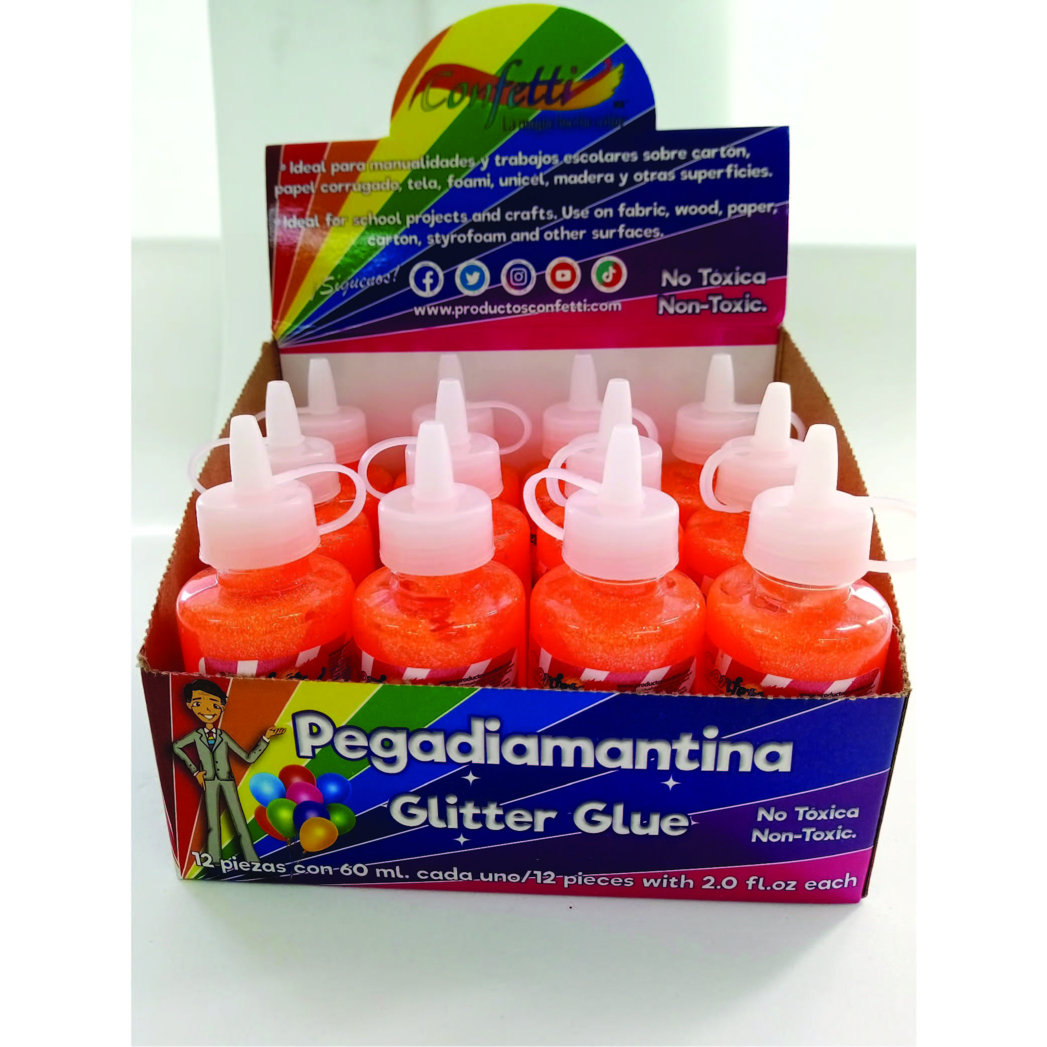 PEGAMENTO C/DIAM. 60ML. CONFETTI NARANJA E(12) C(288)